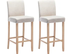 Juego de 2 taburetes de bar - Tela - Beige - ROVIGO