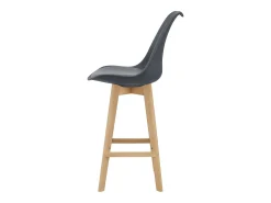 Juego de 2 taburetes de bar con asiento respaldo y reposapiés acolchado plástico sintético acabado haya 105 cm gris 03_0002779