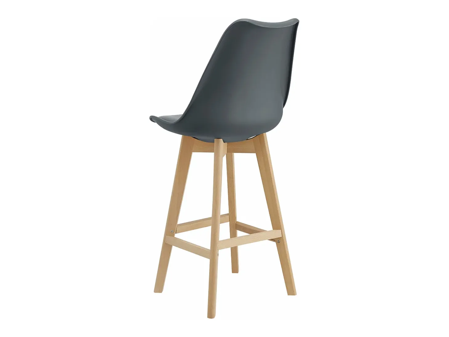 Juego de 2 taburetes de bar con asiento respaldo y reposapiés acolchado plástico sintético acabado haya 105 cm gris 03_0002779