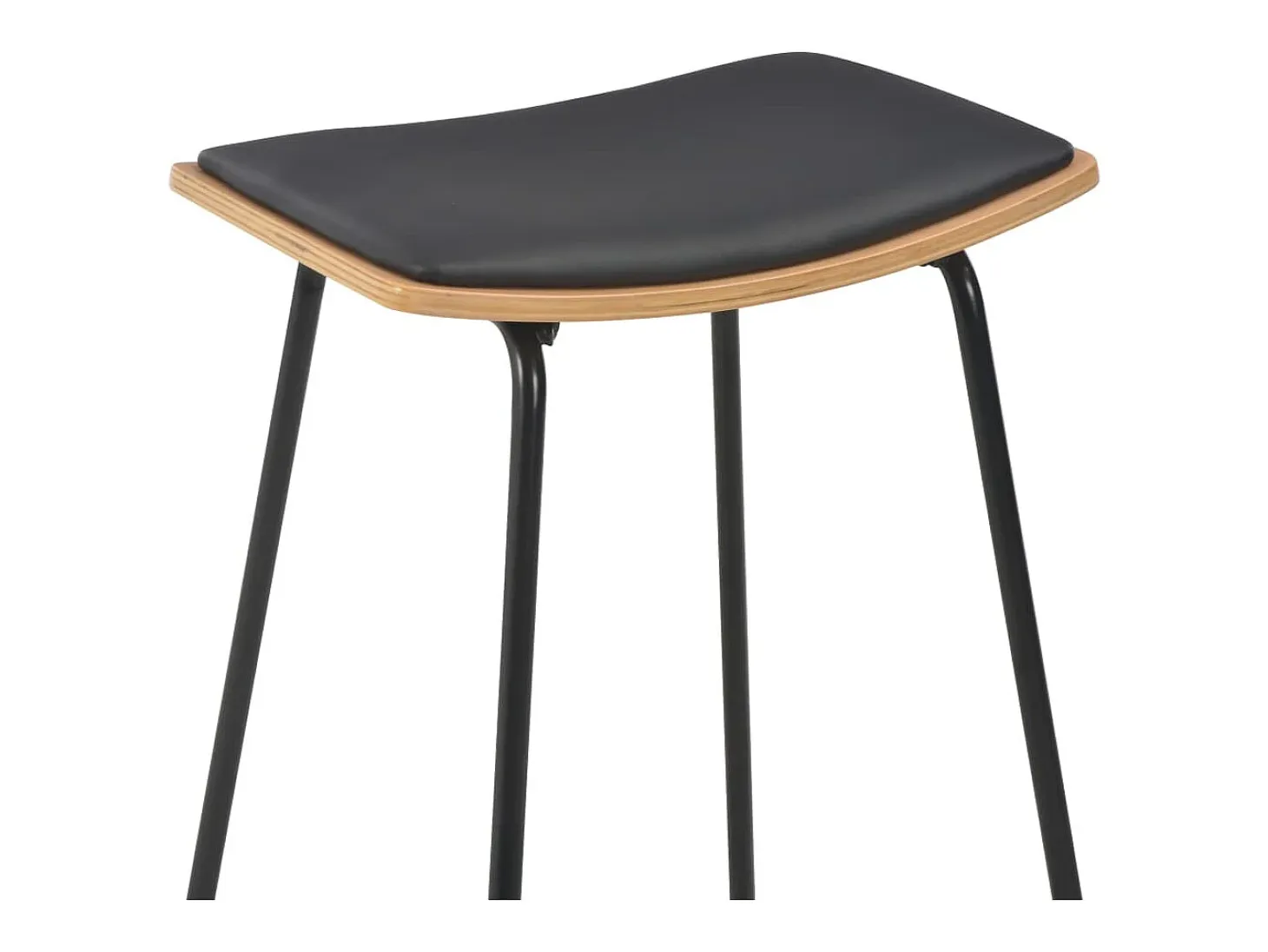 Juego de 2 taburetes de bar de piel sintética negra