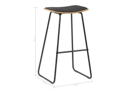 Juego de 2 taburetes de bar de piel sintética negra