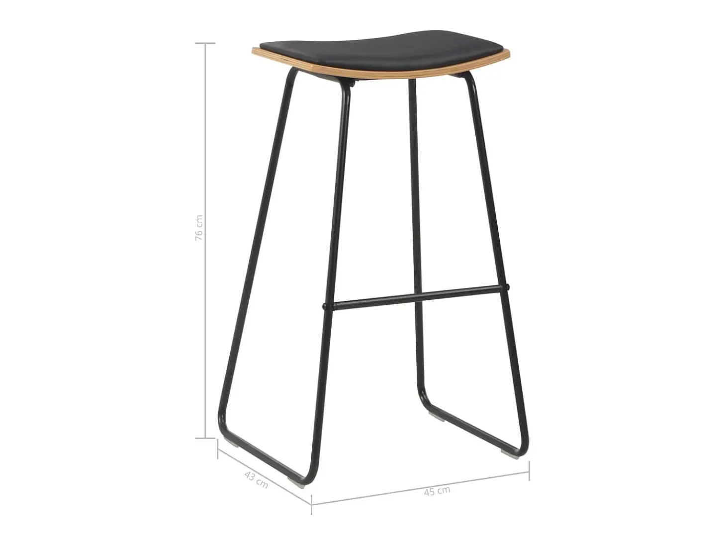 Juego de 2 taburetes de bar de piel sintética negra