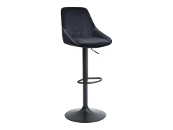 Juego de 2 taburetes de bar de pana y metal - Altura ajustable - Negro - MASURIE