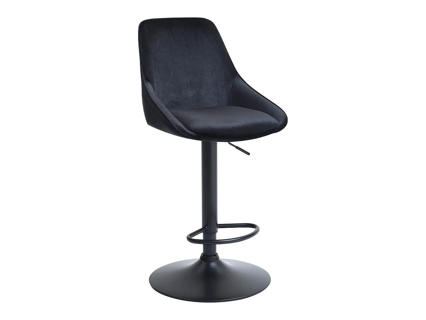 Juego de 2 taburetes de bar de pana y metal - Altura ajustable - Negro - MASURIE
