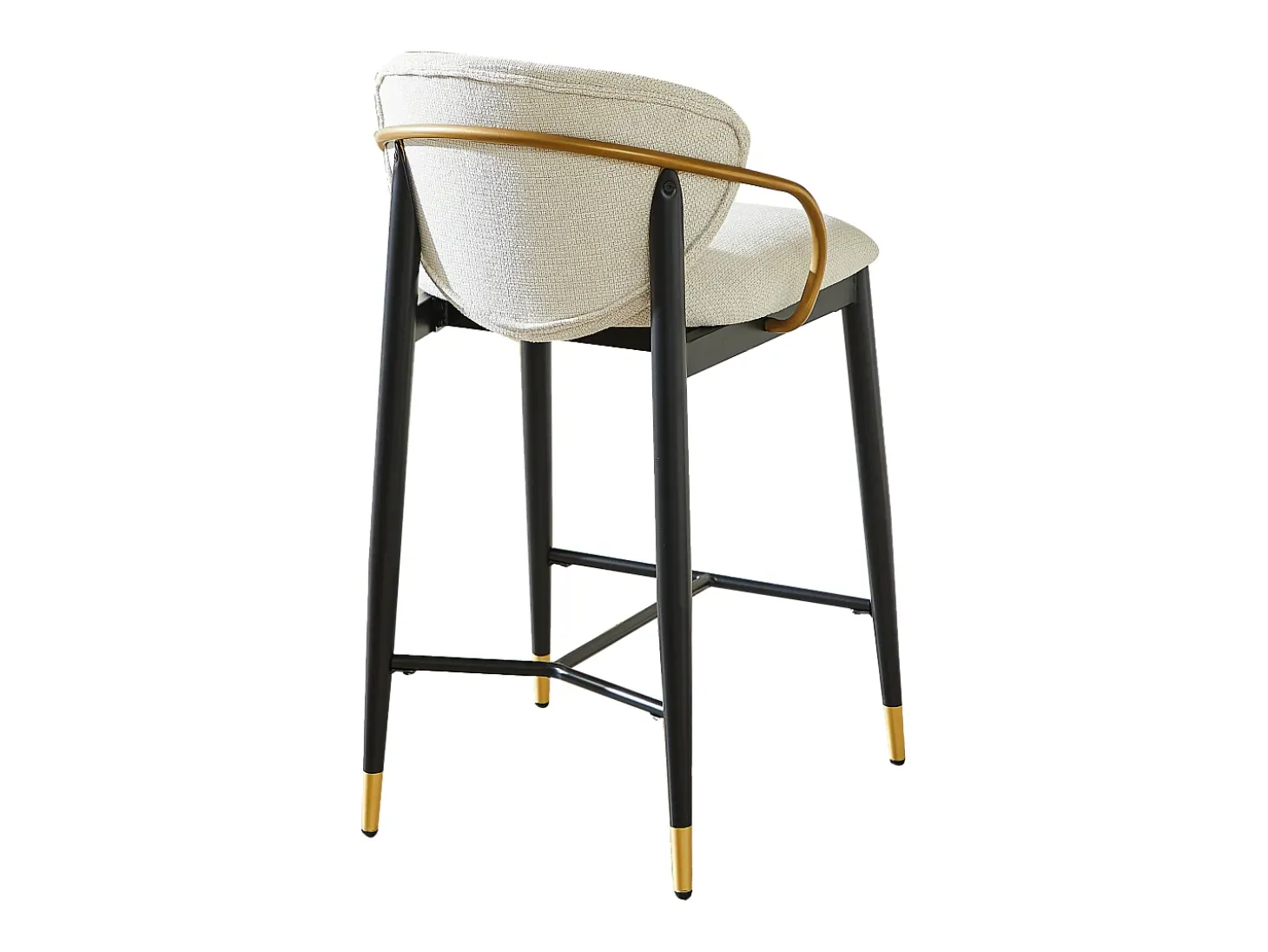 Juego de 2 taburetes de bar de tela beige - Estructura de metal