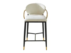 Juego de 2 taburetes de bar de tela beige - Estructura de metal