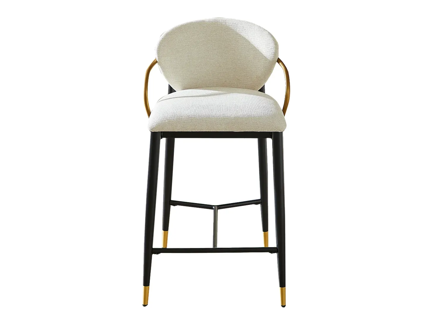 Juego de 2 taburetes de bar de tela beige - Estructura de metal