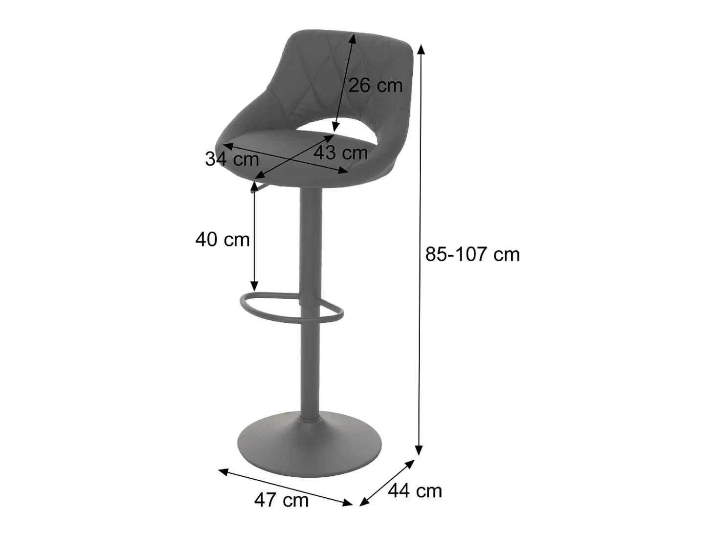 Juego de 2 taburetes de bar MCW-N64, negro