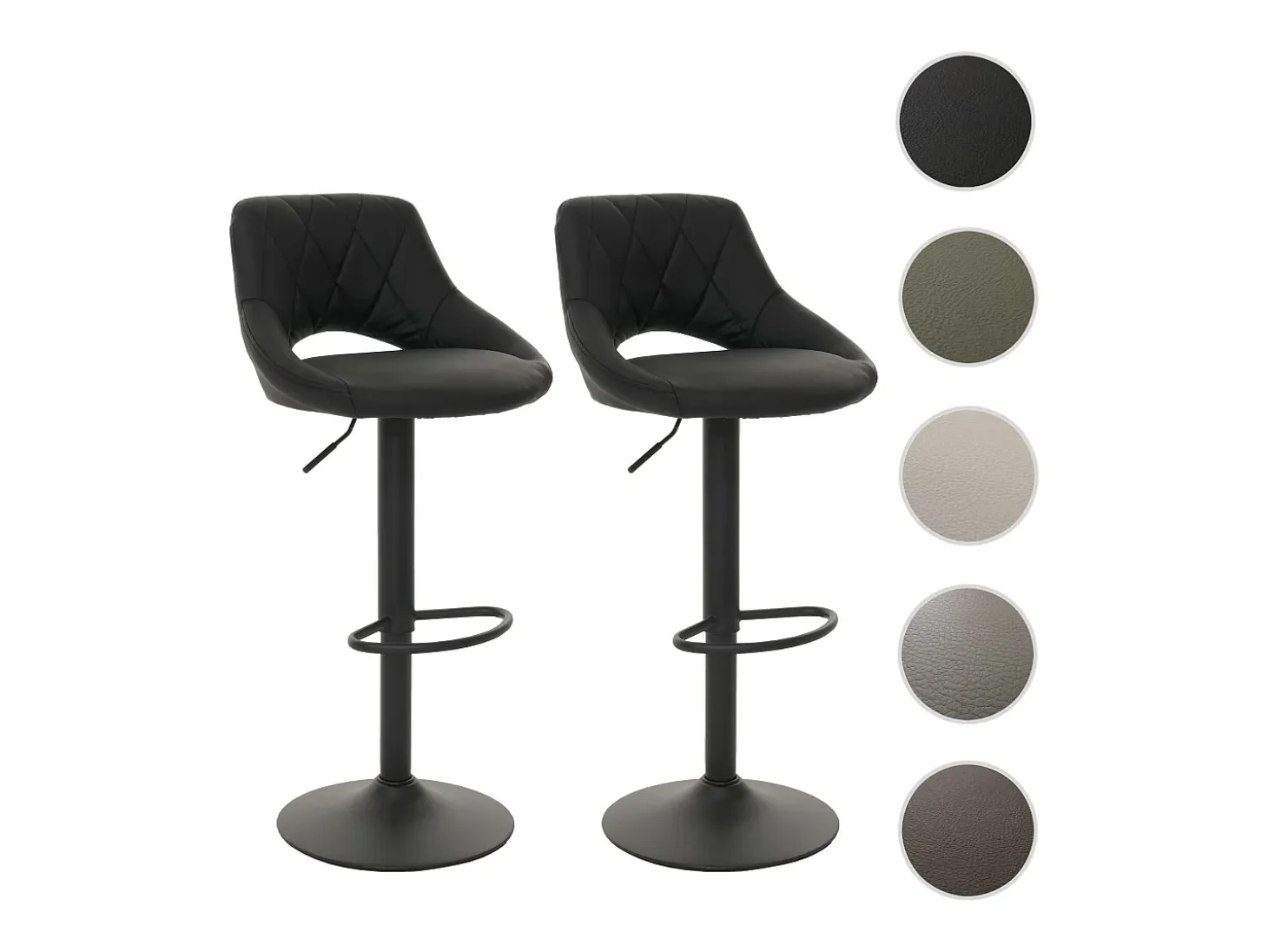 Juego de 2 taburetes de bar MCW-N64, negro