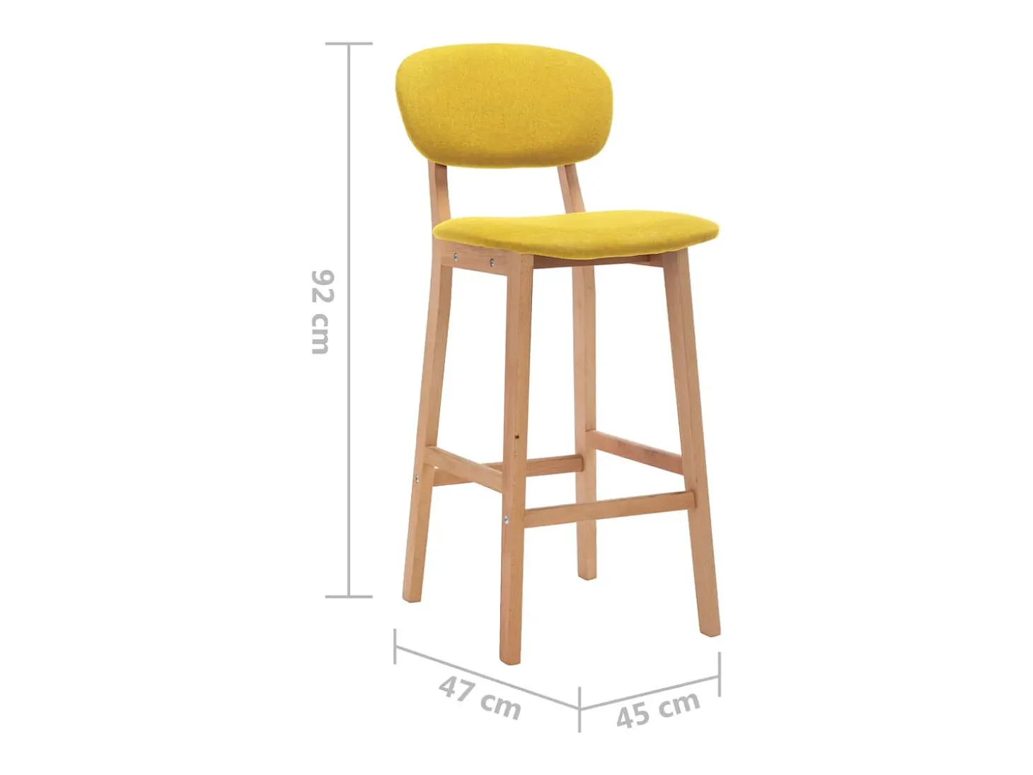 Juego de 2 taburetes de bar de tela de color amarillo mostaza