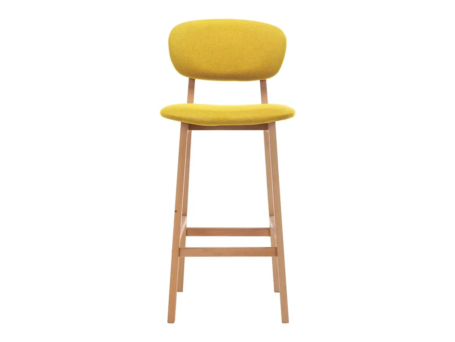 Juego de 2 taburetes de bar de tela de color amarillo mostaza