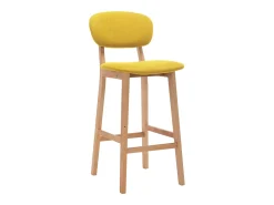 Juego de 2 taburetes de bar de tela de color amarillo mostaza