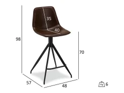 Juego de 2 taburetes de bar pivotantes Isabel - Piel sintética y metal - Marrón