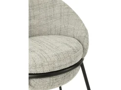 Juego de 2 taburetes de bar BOBBY de tela con estructura de metal negro – Altura del asiento 76 cm-Color Gris