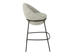 Juego de 2 taburetes de bar BOBBY de tela con estructura de metal negro – Altura del asiento 76 cm-Color Gris