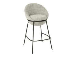 Juego de 2 taburetes de bar BOBBY de tela con estructura de metal negro – Altura del asiento 76 cm-Color Gris