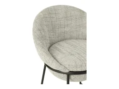 Juego de 2 taburetes de bar BOBBY de tela con estructura de metal negro – Altura del asiento 76 cm-Color Gris