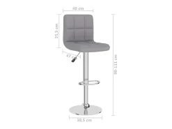 Juego de 2 taburetes de bar de tela gris claro