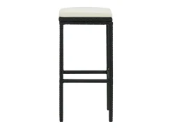Juego de 6 taburetes de bar con cojines de resina de mimbre negro