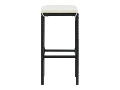 Juego de 6 taburetes de bar con cojines de resina de mimbre negro
