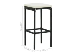 Juego de 6 taburetes de bar con cojines de resina de mimbre negro