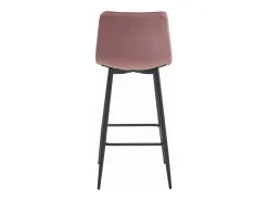 Juego de 4 taburetes de bar Valora LIVI: terciopelo rosa oscuro y patas negras
