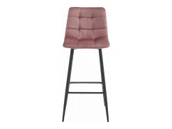 Juego de 4 taburetes de bar Valora LIVI: terciopelo rosa oscuro y patas negras