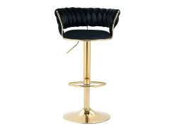 Juego de 2 taburetes de bar giratorios en terciopelo - Altura regulable - Negro y dorado