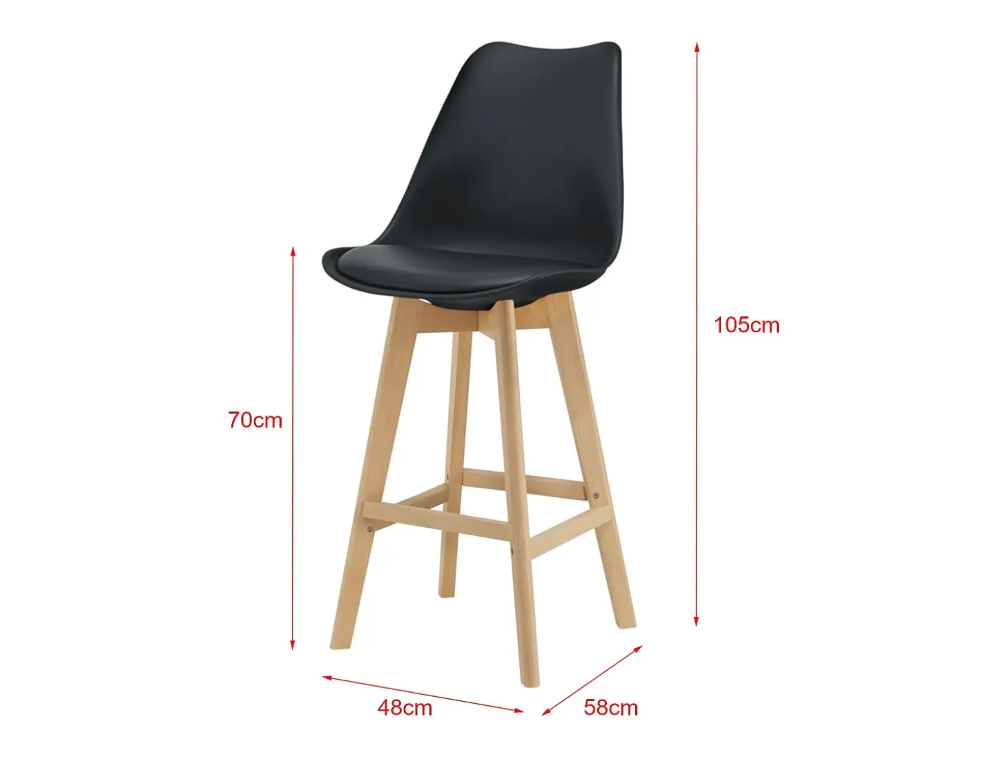 Juego de 4 taburetes de bar de plástico haya sintético 105 x 48 x 58 cm negro 03_0008720