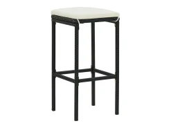 Juego de 4 taburetes de bar con cojines de resina de mimbre negro