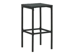 Juego de 4 taburetes de bar con cojines de resina de mimbre negro