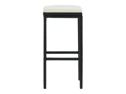 Juego de 4 taburetes de bar con cojines de resina de mimbre negro