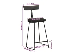 Juego de 2 taburetes de bar negros 49x43x88 cm madera maciza de mango