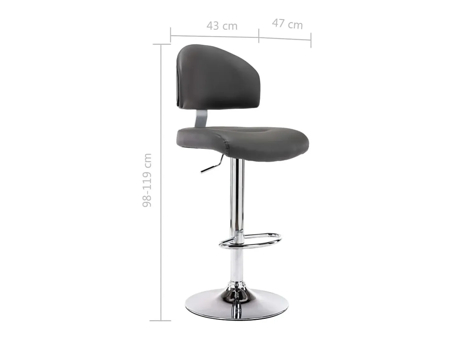 Juego de 2 taburetes de bar en piel sintética gris