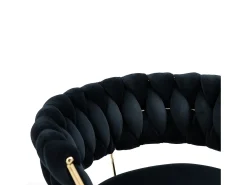 Juego de 2 taburetes de bar giratorios de 360° y regulables en altura con reposapiés, terciopelo, negro y plateado
