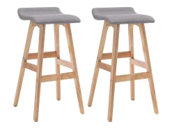 Juego de 2 taburetes de bar de tela gris claro