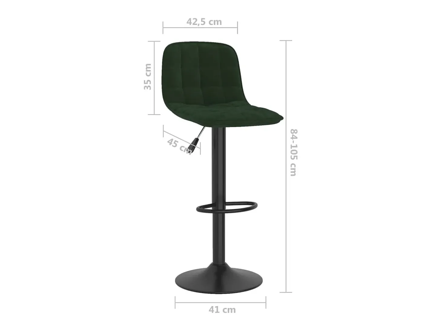 Juego de 2 taburetes de bar de terciopelo verde oscuro