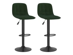 Juego de 2 taburetes de bar de terciopelo verde oscuro