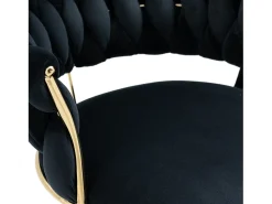 Juego de 2 taburetes de bar giratorios con respaldo, regulables en altura – Terciopelo negro