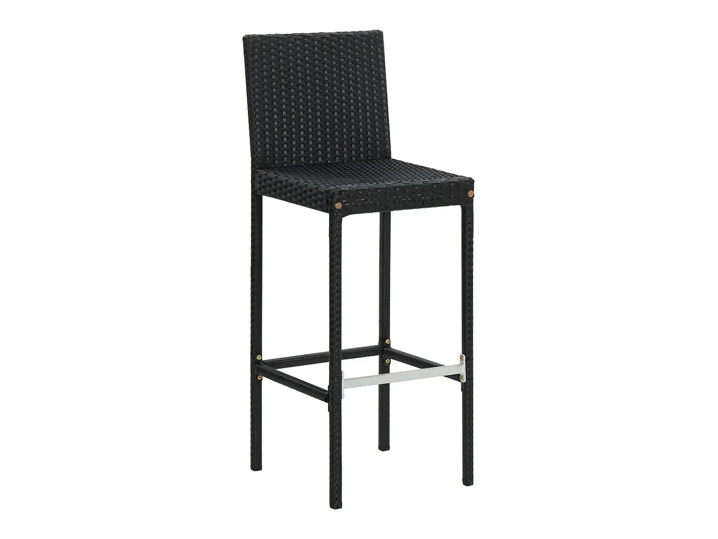 Juego de 6 taburetes de bar con cojines de resina de mimbre negro