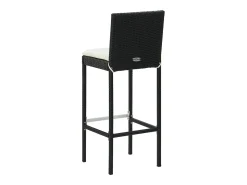 Juego de 6 taburetes de bar con cojines de resina de mimbre negro
