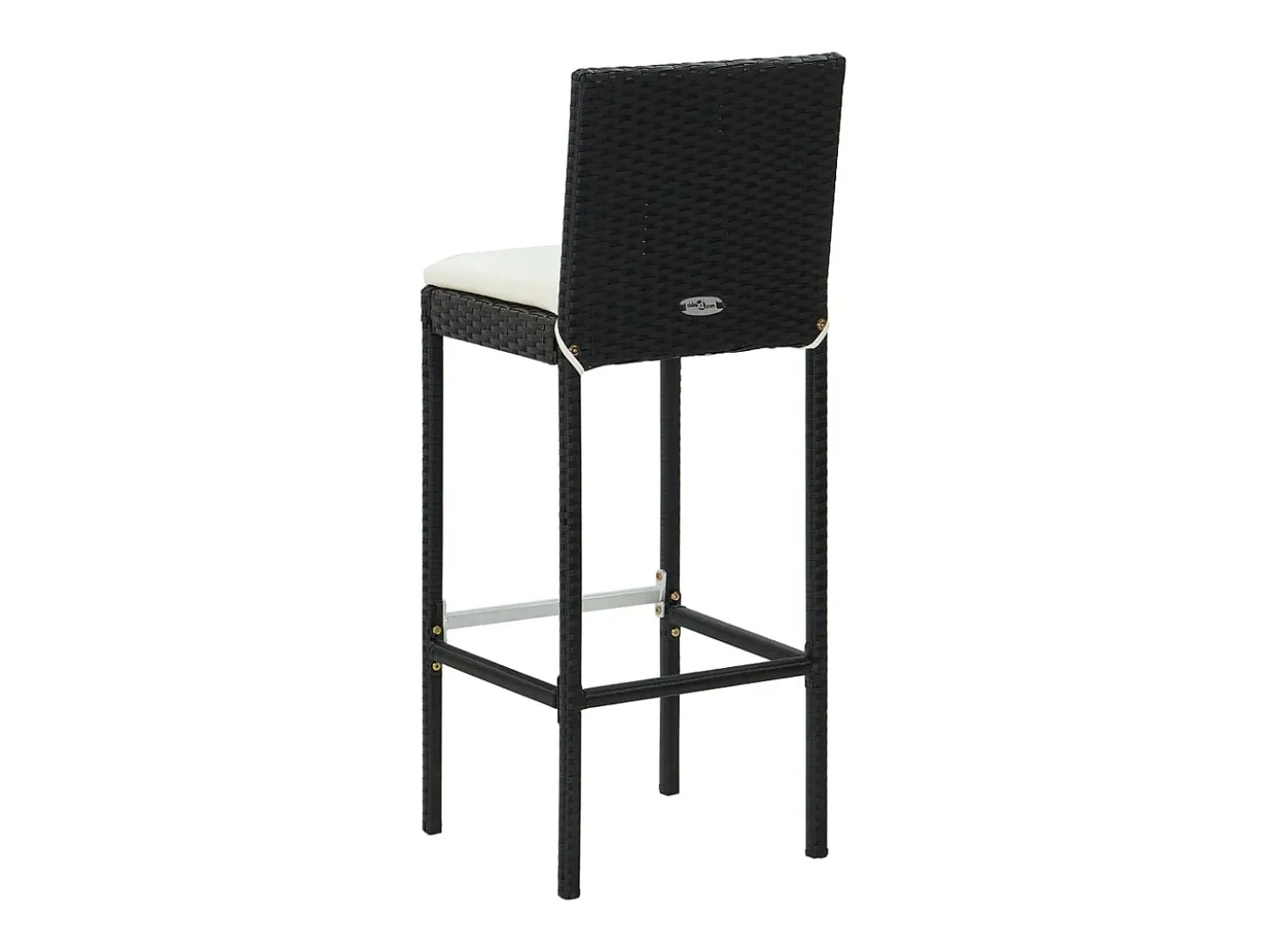 Juego de 6 taburetes de bar con cojines de resina de mimbre negro