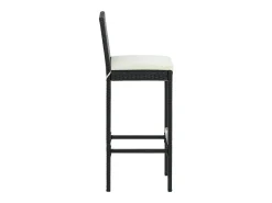 Juego de 6 taburetes de bar con cojines de resina de mimbre negro