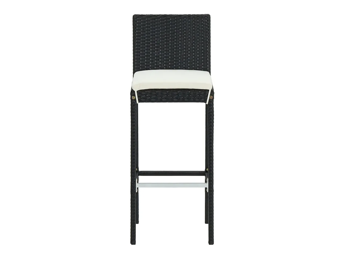 Juego de 6 taburetes de bar con cojines de resina de mimbre negro