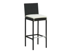 Juego de 6 taburetes de bar con cojines de resina de mimbre negro