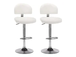 Juego de 2 taburetes de bar de piel sintética blanca