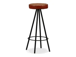 Juego de 2 taburetes de bar de cuero genuino
