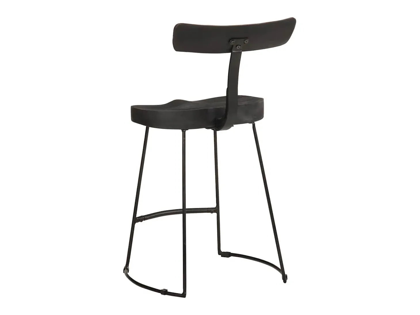 Juego de 2 taburetes de bar negros 49x43x79 cm madera maciza de mango