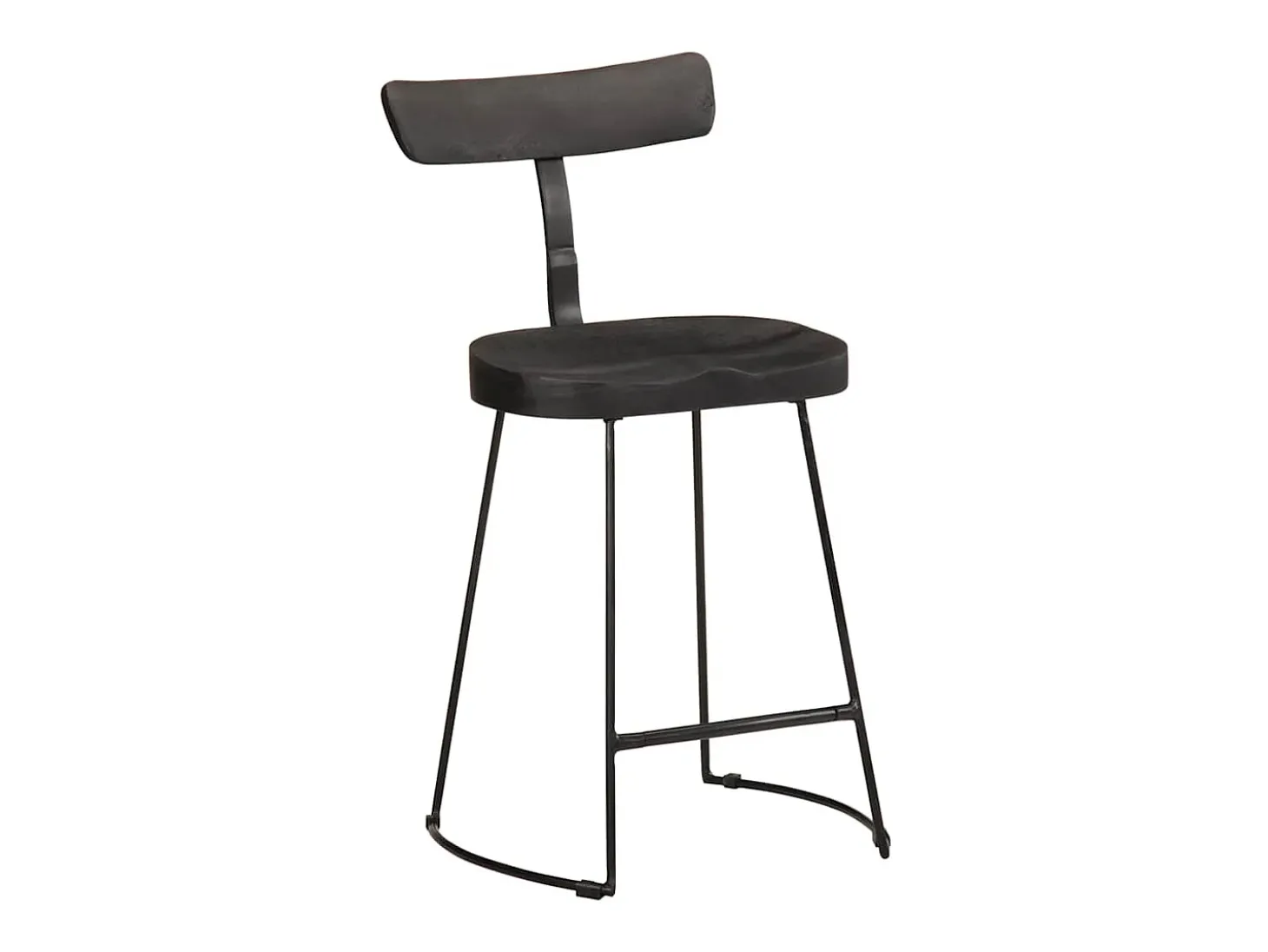 Juego de 2 taburetes de bar negros 49x43x79 cm madera maciza de mango