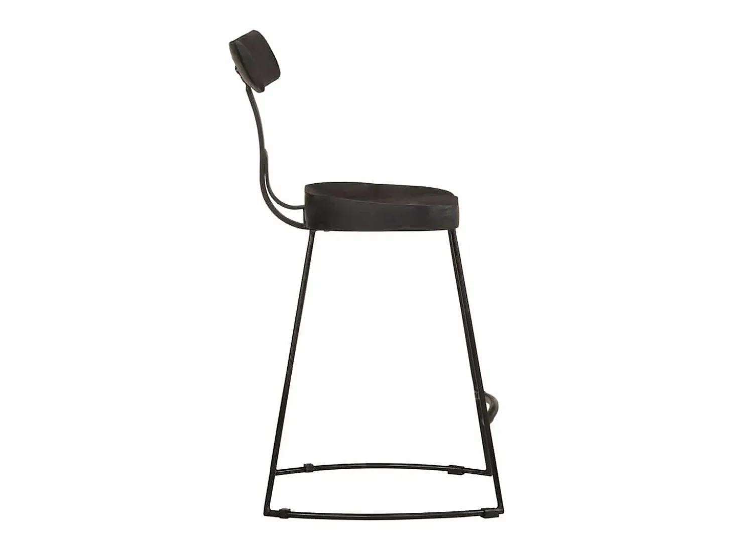Juego de 2 taburetes de bar negros 49x43x79 cm madera maciza de mango